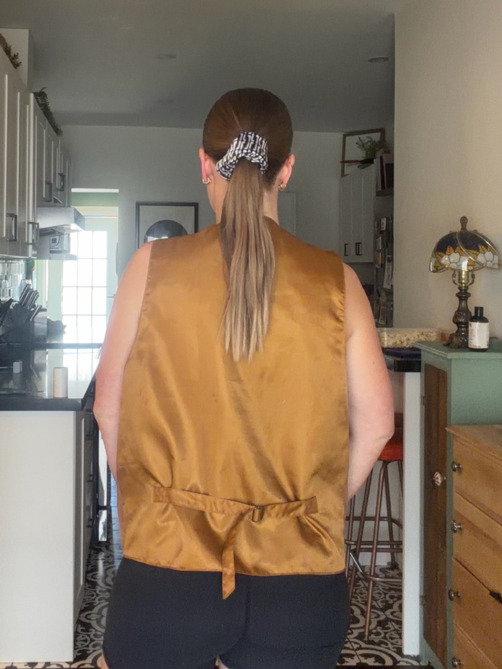 Vintage Men's Suede leather Button Vest - Brown Tan - Picture 14 of 14